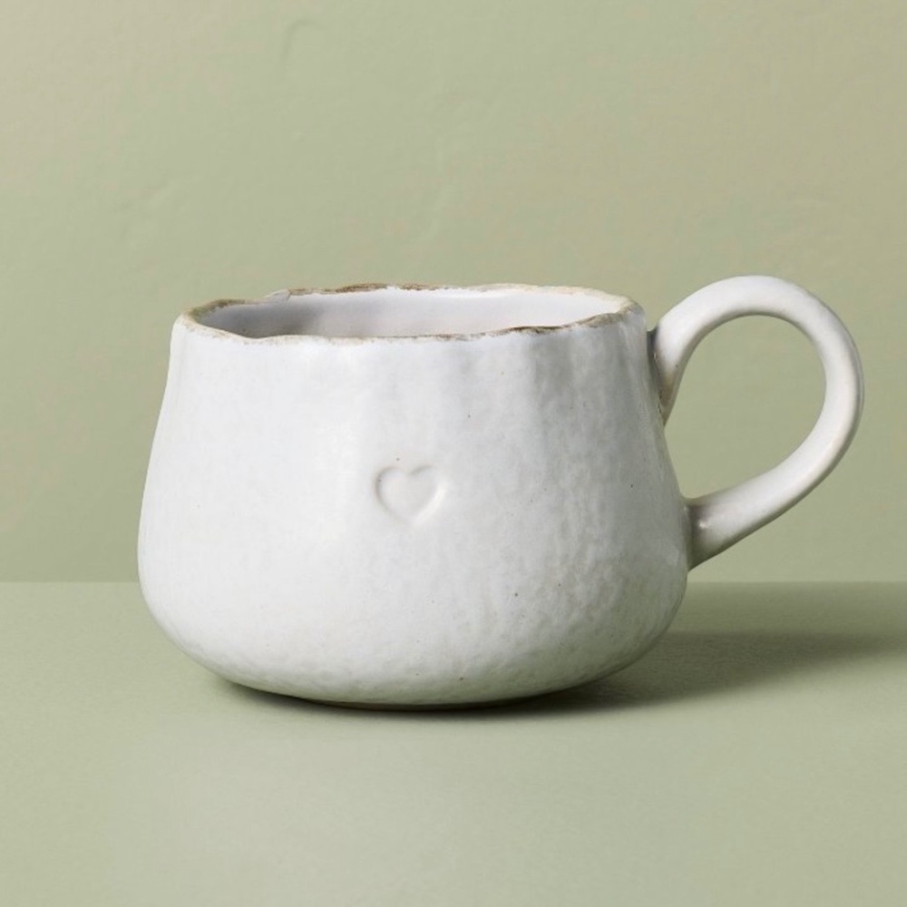 13oz Debossed Heart Stoneware Coffee Mug - Hearth & Hand Magnolia